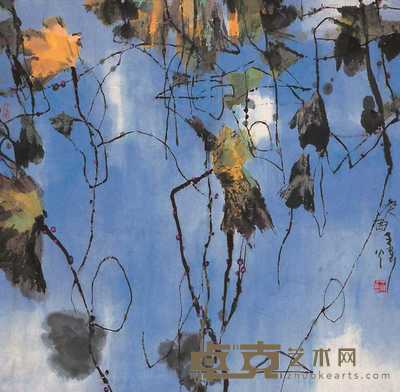 王炜 癸酉（1993年）作 月影禅荷 镜心 97.8×98.8cm